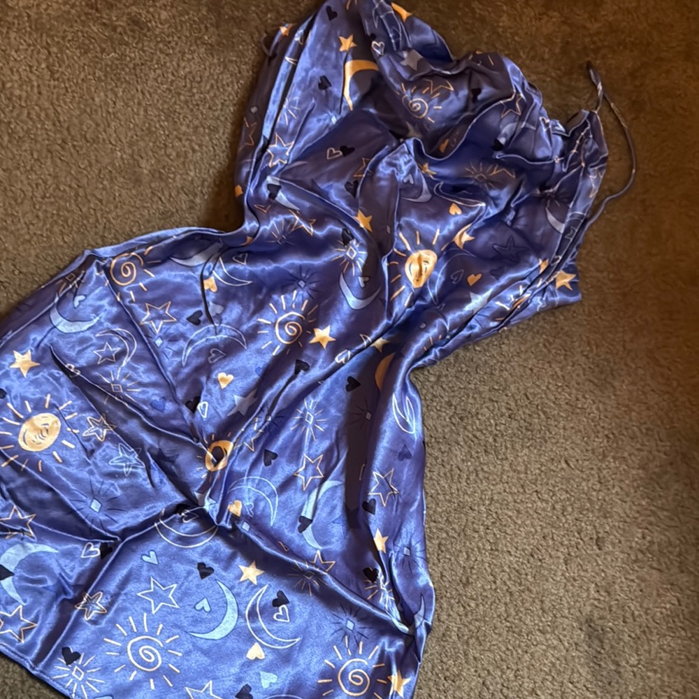 Coachella Celestial Print Satin Dress NWT
